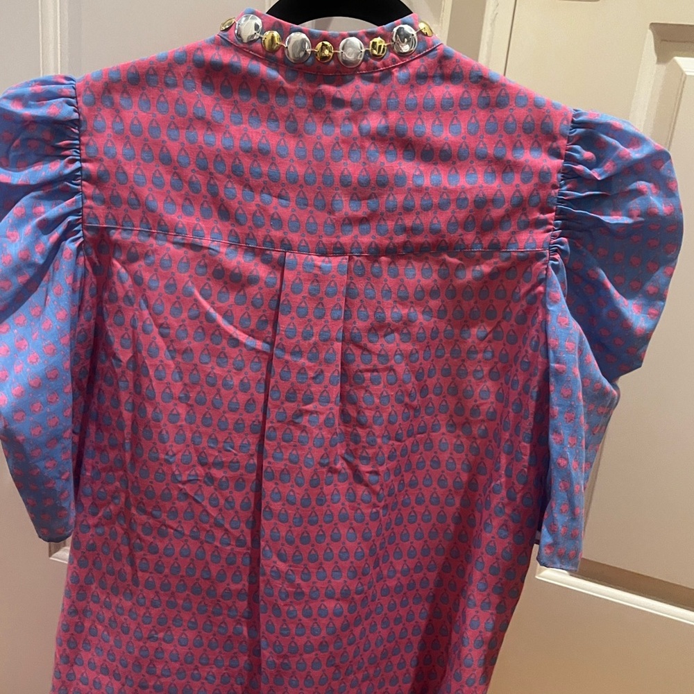 Vibrant Pink and Blue Sheridan French Women's Blouse size M - Picture 6 of 8